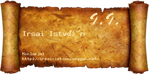 Irsai István névjegykártya
